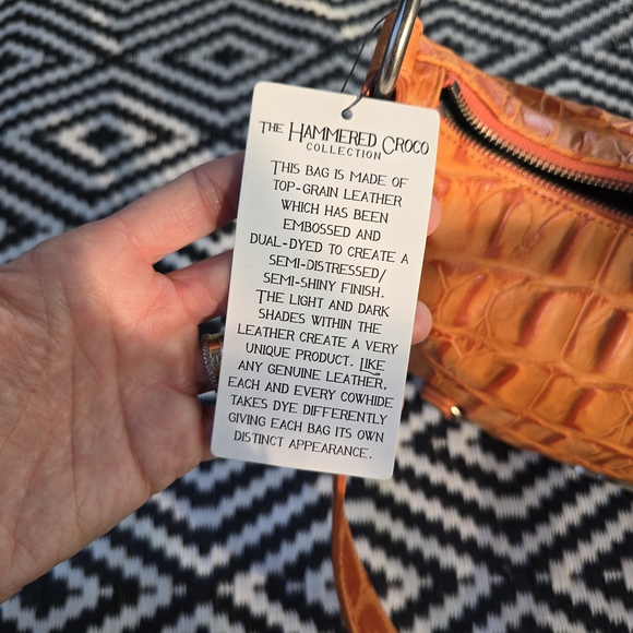 Harley Davidson Orange Croc Embossed Shoulder Bag Leather Croco Collection - Picture 7 of 11